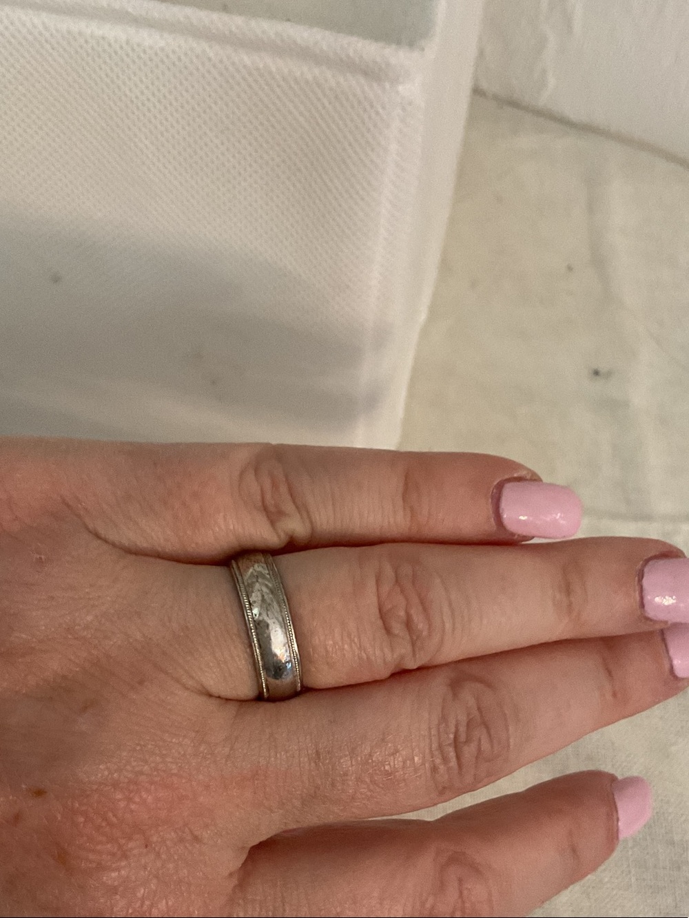 Unisex Milgrain Edge Sterling Silver Comfort Fit Band Ring Size 7/8